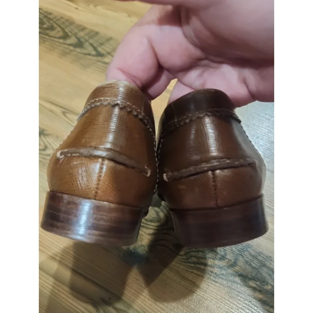 Tory Burch Preppy Brown Gold Leather‎ Penny Loafer Academia Scandi Poetcore 7.5